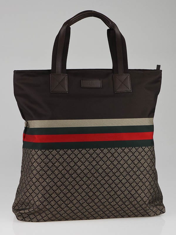 Gucci Beige/Ebony Diamante Nylon Web Large Tote Bag