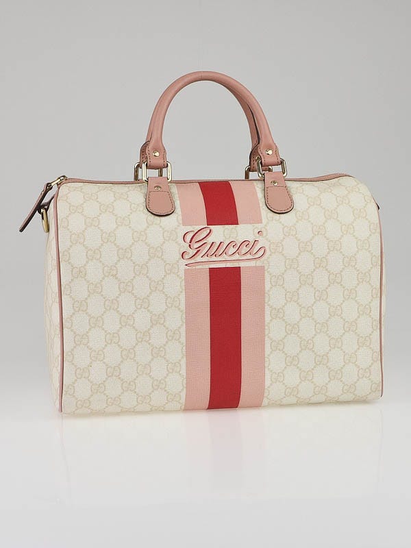 Gucci, Pre-Loved Pink Original GG Canvas Boston Handbag, Pink