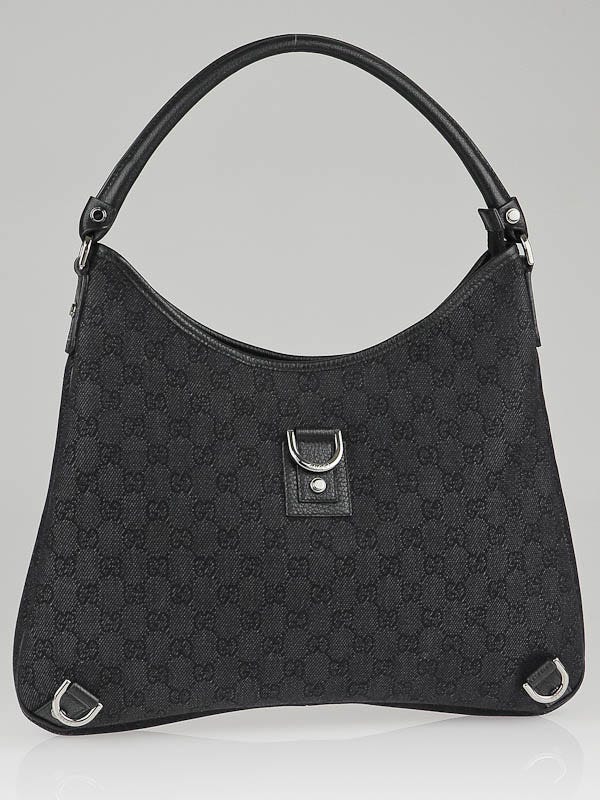 Gucci AUTHENTIC Abbey Canvas D-Ring Hobo Black Excellent Condition