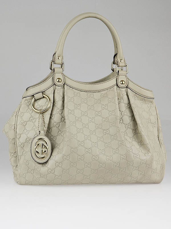 Gucci Silver Guccissima Leather Hobo Bag - Yoogi's Closet