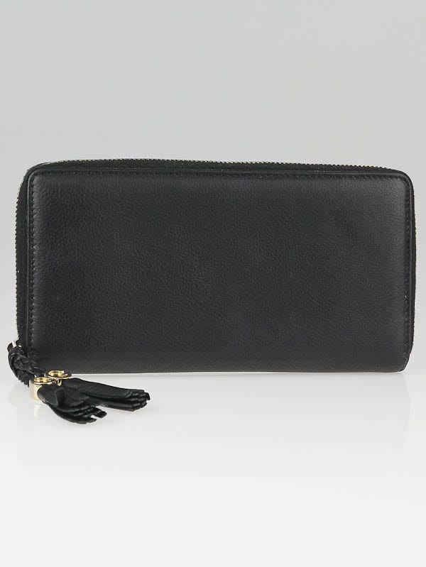 Gucci Black Leather Long Continental Zip Wallet