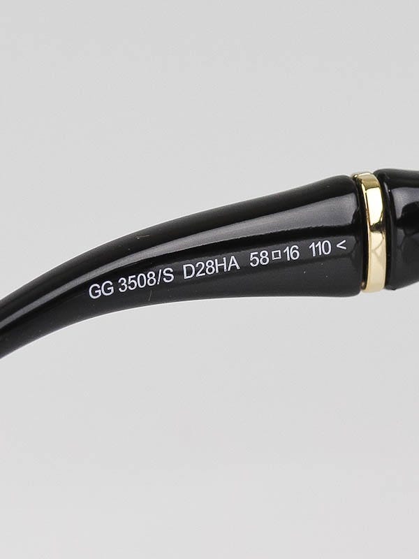 Gucci Black Frame Brown Gradient Tint Bamboo Sunglasses-3508/S