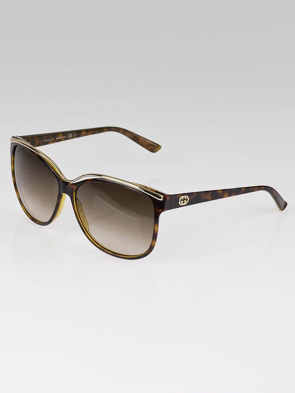Gucci Brown Tortoise Shell Oversized GG Logo Sunglasses -3155/S