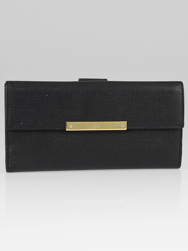Gucci Black Leather Long Continental Wallet 