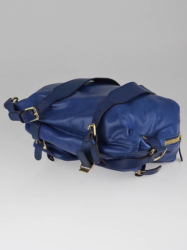 Gucci Blue Leather Darwin Convertible Medium Backpack Bag  display picture 1