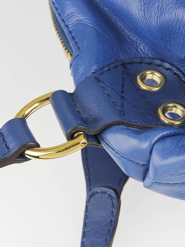 Gucci Blue Leather Darwin Convertible Medium Backpack Bag  display picture 3