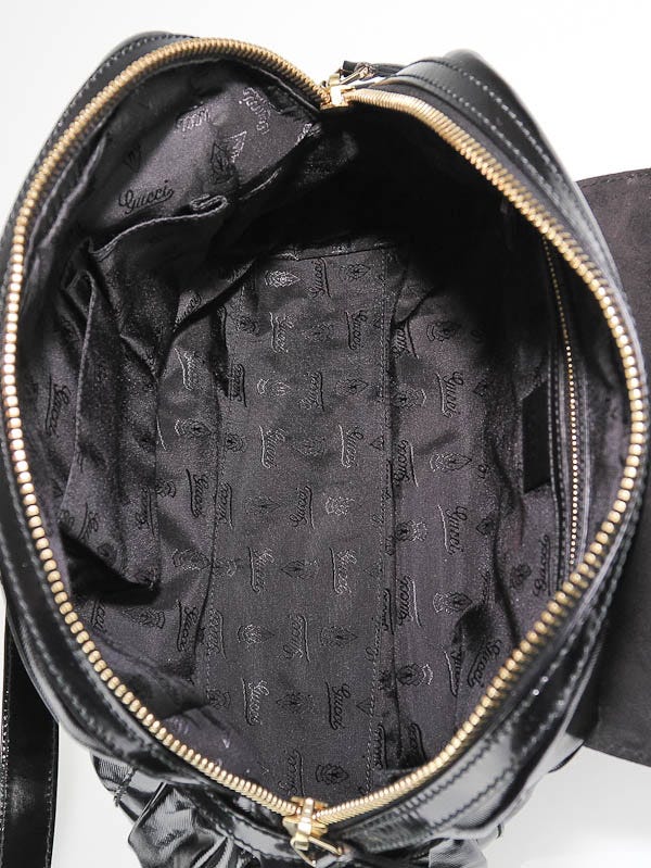 Gucci Black Dialux Coated Canvas 'Pop' Bamboo Top Handle Bag Gucci Black Dialux Coated Canvas 'Pop' Bamboo Top Handle Bag