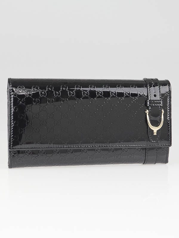 GG Embossed Wallet In Shiny Black Leather