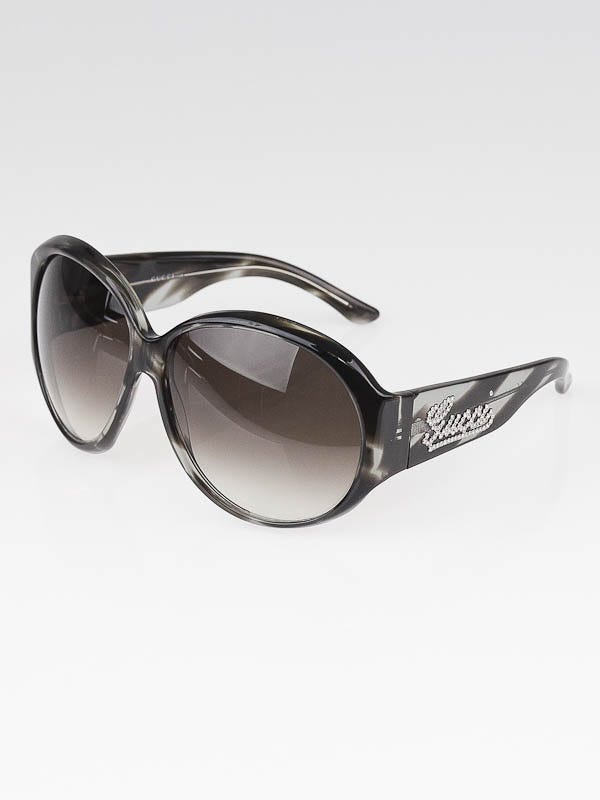 Gucci Brown Frame Crystal Logo Oversized Sunglasses-2927  display picture 3