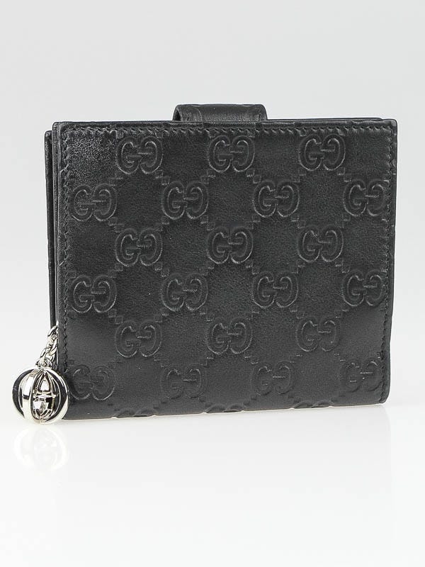 Gucci Black Guccissima Leather GG Twins Compact Wallet