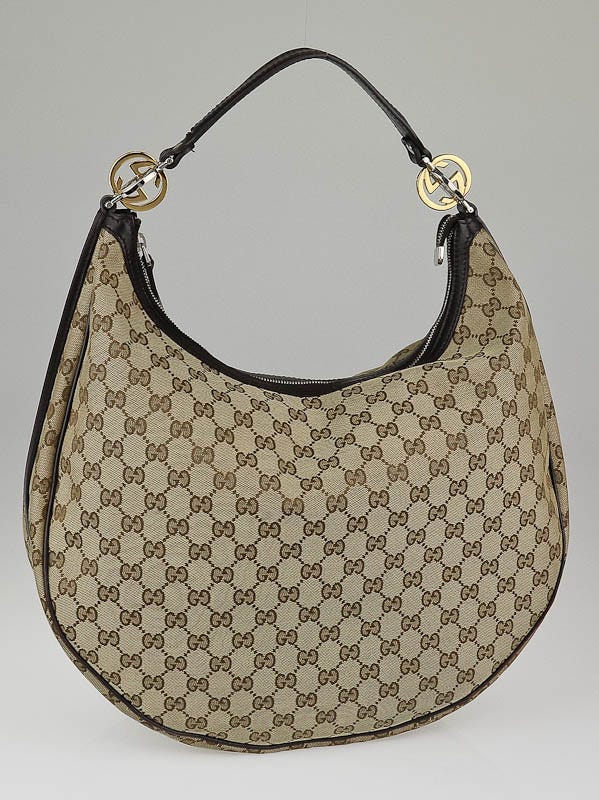 Gucci Beige/Ebony GG Canvas Twins Large Hobo Bag