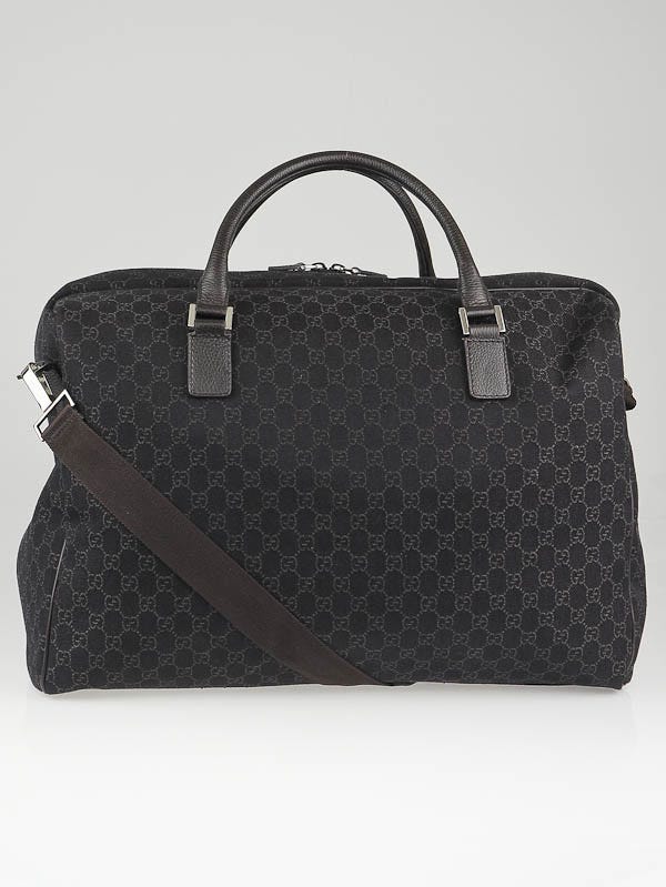 Gucci Black/Brown GG Canvas Large Carryall Duffel Bag