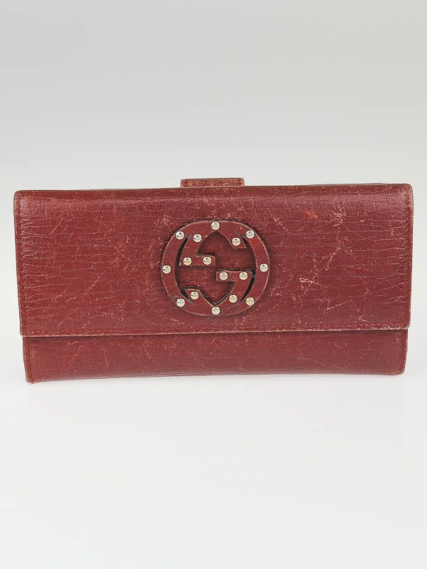 Gucci Red Leather Interlocking G Continental Wallet