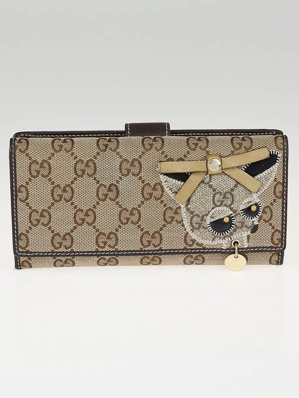 Gucci Beige/Ebony GG Canvas Zoo Long Continental Wallet