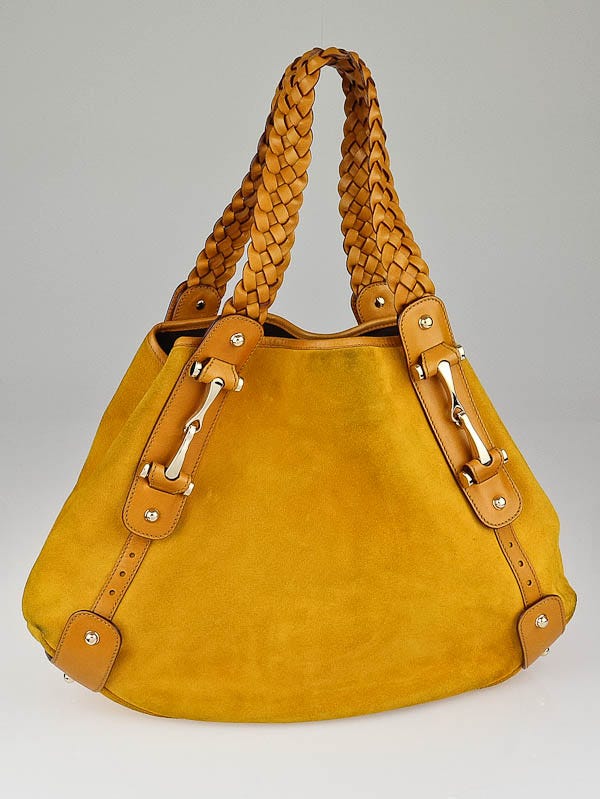 Prada Mustard Yellow Ostrich Leather Satchel Bag - Yoogi's Closet