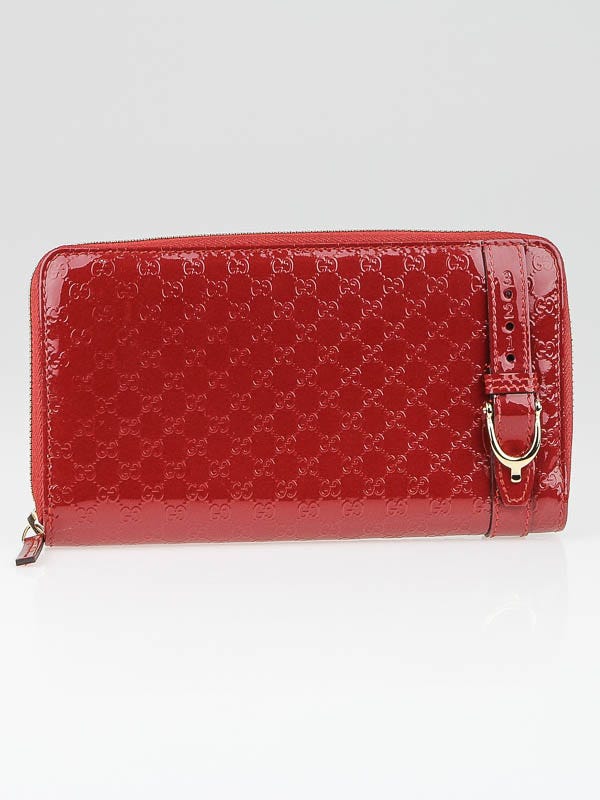 Gucci Red Patent Leather Microguccissima Nice Zippy Long Wallet