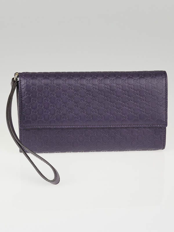 Gucci Purple Microguccissima Leather Wallet Wristlet Clutch Bag