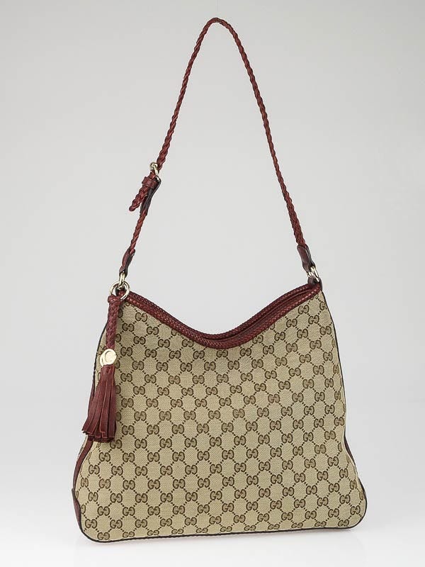 Gucci Beige/Red GG Canvas Medium Marrakech Bag
