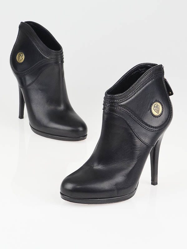 Gucci Black Leather Diana Ankle Booties Size 5.5B/36