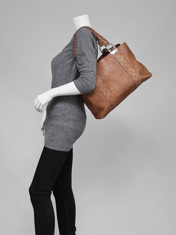 Gucci Brown Leather Bamboo Bar Medium Tote Bag | Yoogi's Closet