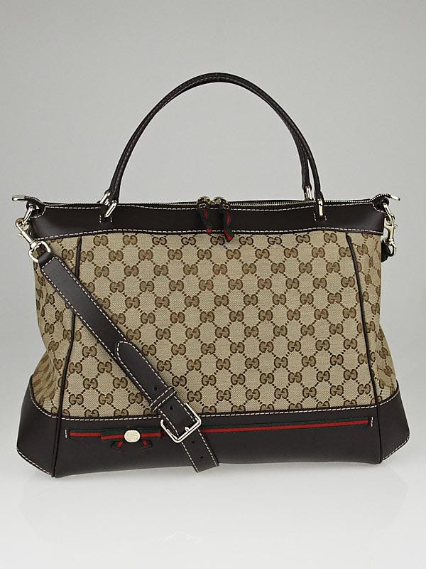 Gucci Beige/Ebony GG Canvas Mayfair Large Top Handle Bag