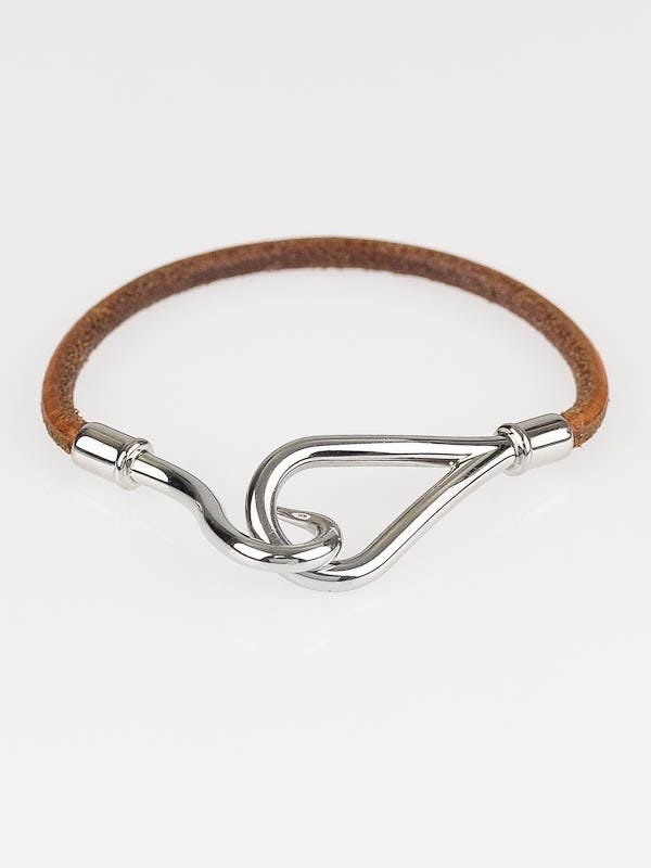 Hermes Brown Leather Jumbo Hook Bracelet