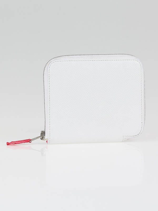 Hermes White Epsom Leather Silky Compact Zip Wallet