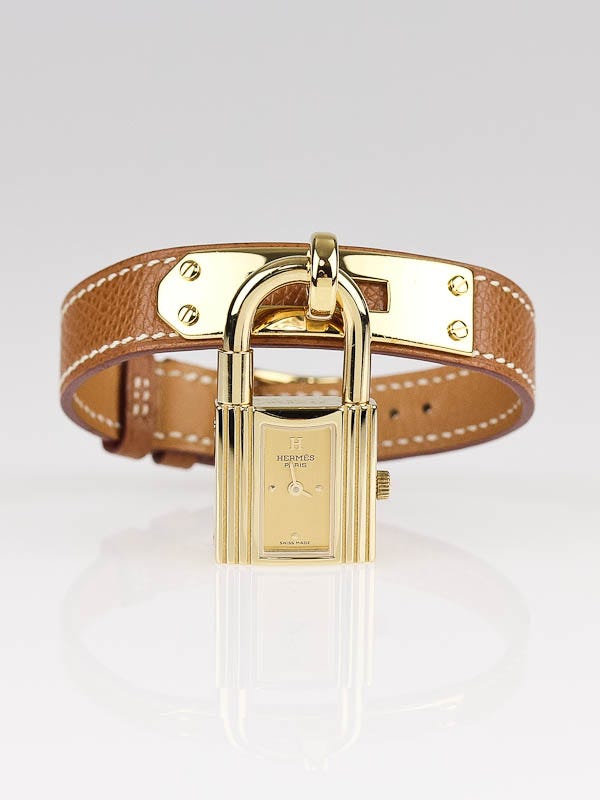 Hermes Gold Epsom Leather Gold Plated Kelly PM Watch