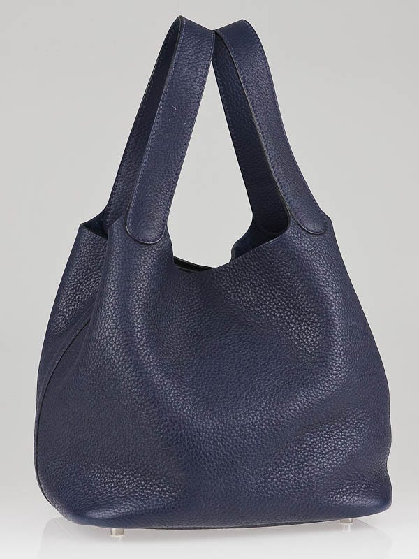 Hermes Indigo Clemence Leather Picotin MM Bag