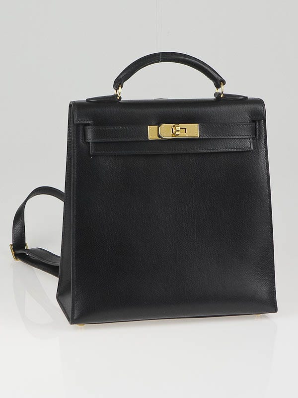 Hermes Black Epsom Leather Kelly Ado PM Backpack Bag