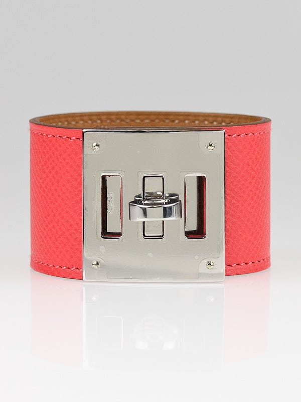 Hermes Rose Jaipur Epsom Leather Kelly Dog Bracelet 
