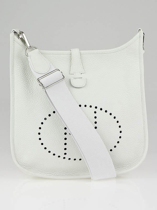Hermes White Clemence Leather Evelyne III PM Bag