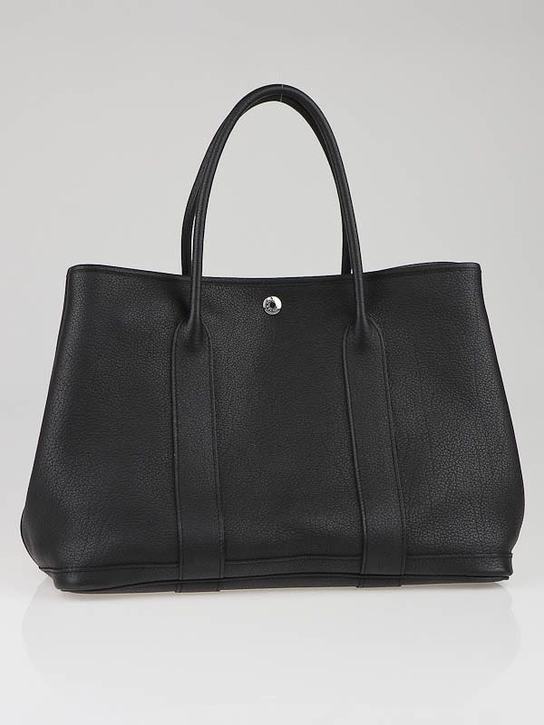 Hermes Black Calfskin Leather Garden Party MM Tote Bag