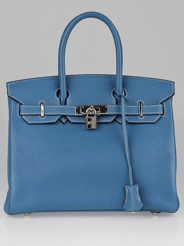 HERMES BIRKIN 30 Togo leather Blue jean □L Engraving Hand bag