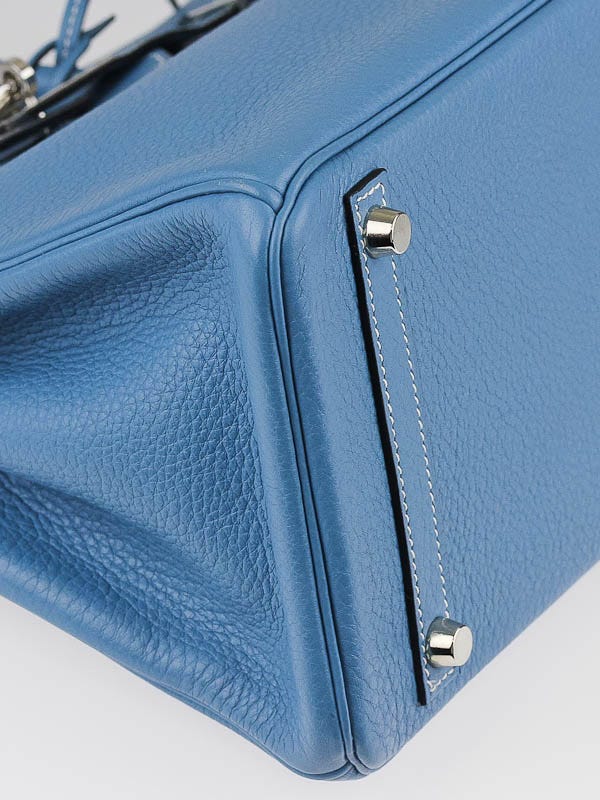 Hermes 30cm Blue Jean Togo Leather Palladium Plated Birkin Bag