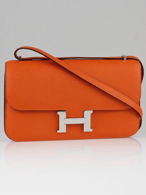 Hermes 24cm Orange Epsom Leather Constance Bag 