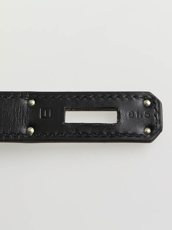 Hermes 28cm Black Swift Leather and Toile Palladium Plated Lakis