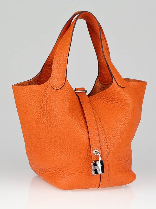 Hermes Orange Clemence Leather Picotin Lock PM Bag
