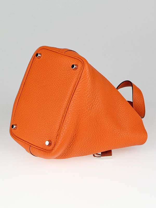 Hermes Orange Clemence Leather Picotin Lock PM Bag - Yoogi's Closet
