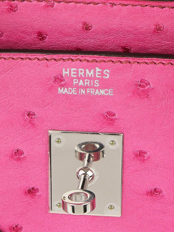 Hermes 35cm Fuchsia Ostrich Palladium Hardware Birkin Bag - Yoogi's Closet