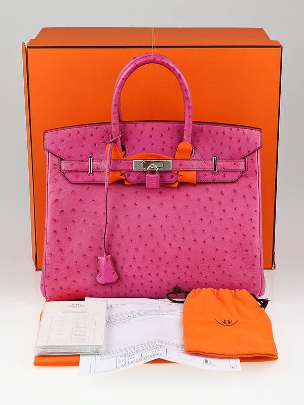 Hermès Kelly 32 Ostrich Bag Pink Fuchsia Palladium Hardware