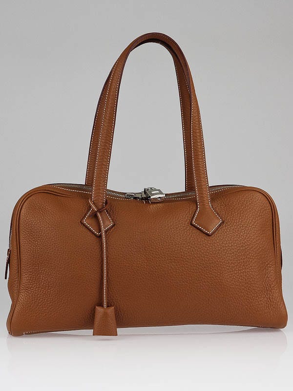 Hermes Gold Clemence Leather Victoria Elan Bag