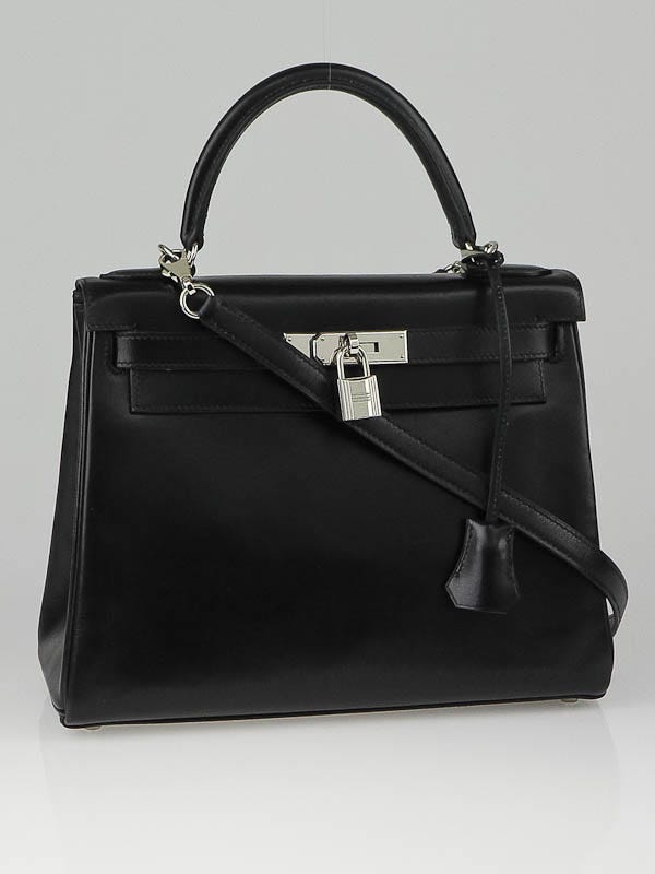 Hermes 28cm Black Box Leather Retourne Palladium Hardware