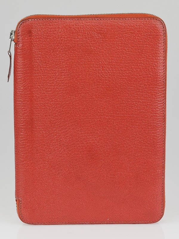 Hermes Orange Chevre Mysore Zip Agenda Cover