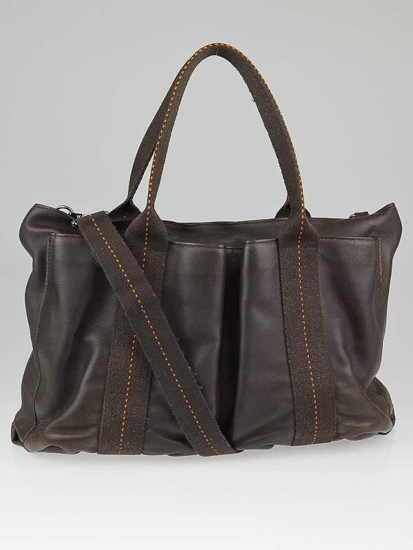 Hermes Brown Leather Caravane Horizontal PM Tote Bag