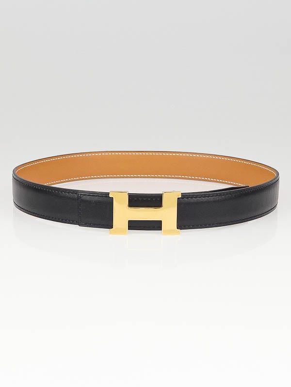 HERMES ベルト Hermes 24mm Black Box Leather/Gold Box Leather Gold Plated