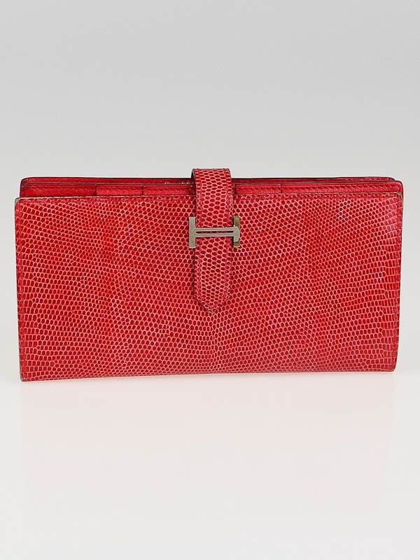 Hermes Bougainvillea Lizard Bearn Gusset Wallet