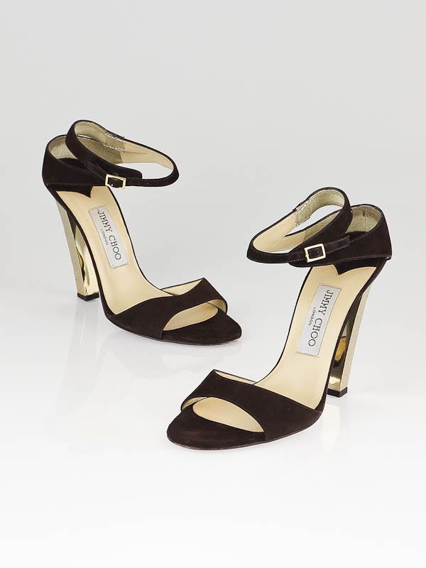 Jimmy Choo Coffee Suede Hero Sandals Size 8/38.5