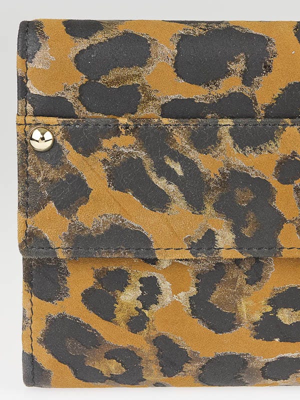 Gucci Red Leopard Print Leather Cosmetic Pouch and Clutch