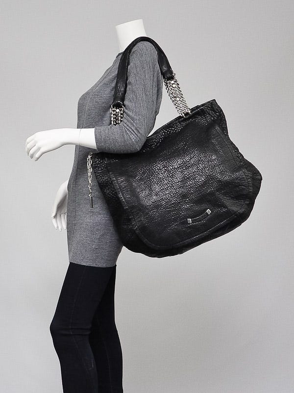 Jimmy Choo Black Pebbled Leather Nica Large Tote Bag Jimmy Choo Black Pebbled Leather Nica Large Tote Bag